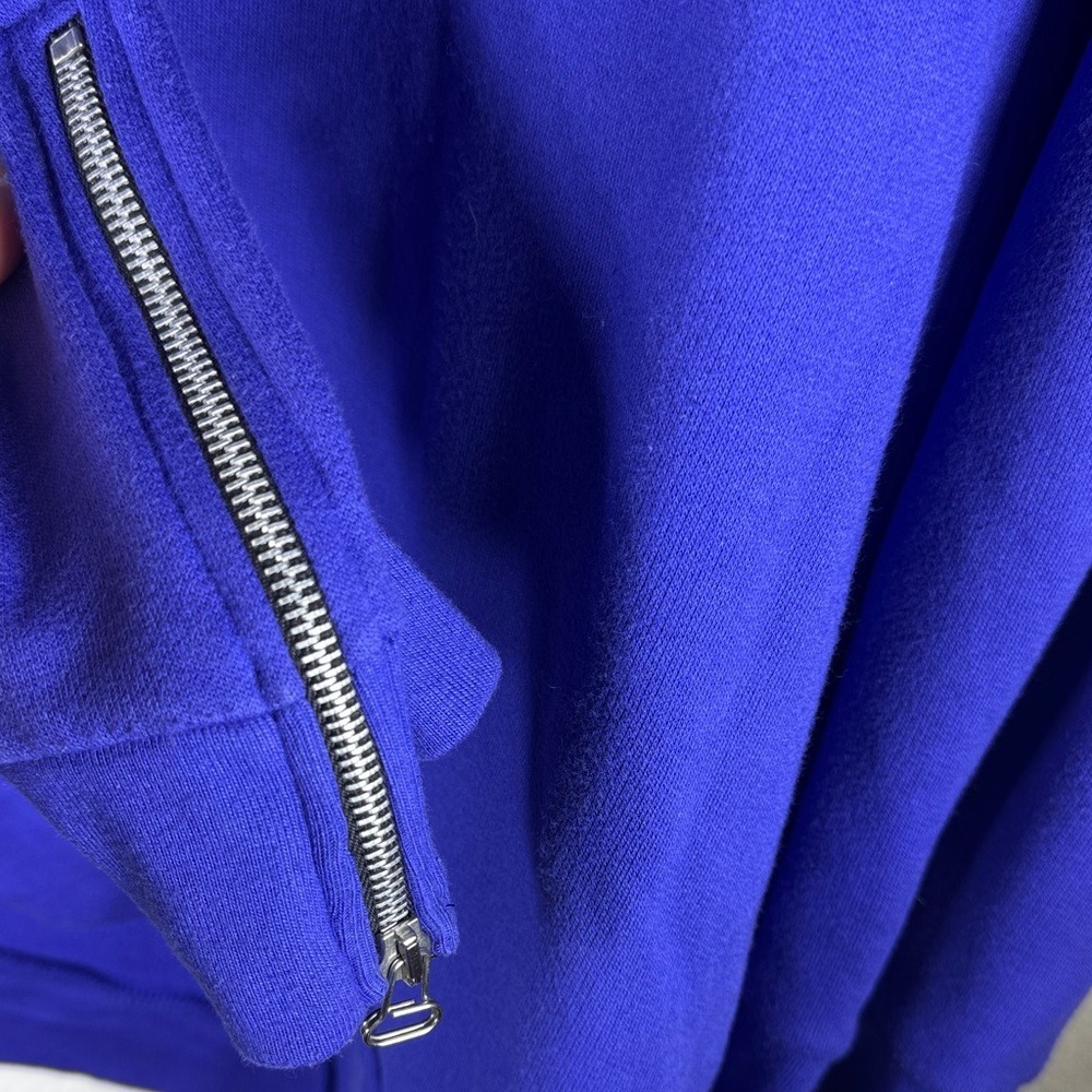 Zara Trafaluc Royal Blue Oversized Collared Sweatshirt Zipper Cuffs Large - Picture 3 of 4